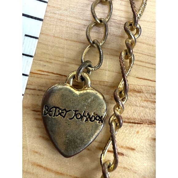 Betsey Johnson Heart Charm Necklace With Mixed Metal & Tortoiseshell Accents - Picture 9 of 10